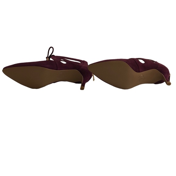 Suede Leather Heels NEW Cage Wrap Pumps Gladiator Bow Tie Metallic Gold Wine 7 - Picture 10 of 11